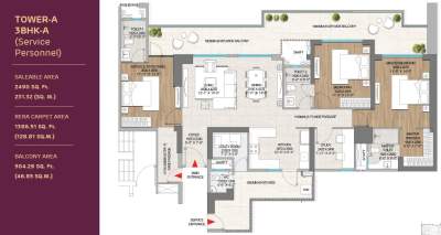 Adani The Marq 3 BHK staff unit floor plan Tower A